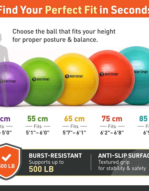 Load image into Gallery viewer, Yellow Fitness Ball (65 Cm), Pump &amp; Exercise Guide Included
