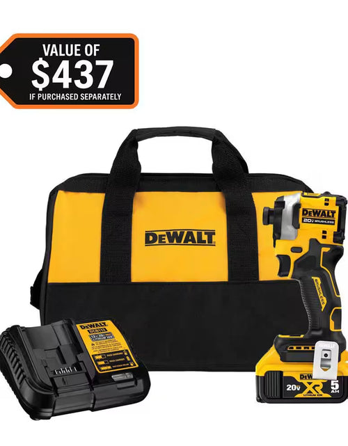 Load image into Gallery viewer, ATOMIC 20V MAX Lithium-Ion Cordless 1/4 In. Brushless Impact Driver Kit, 5 Ah Battery, Charger, and Bag
