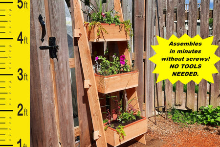 3-Tier Vertical Cedar Standing Planter Box