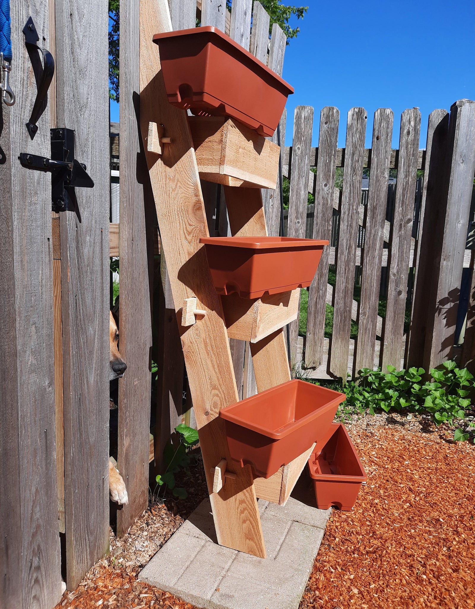 3-Tier Vertical Cedar Standing Planter Box