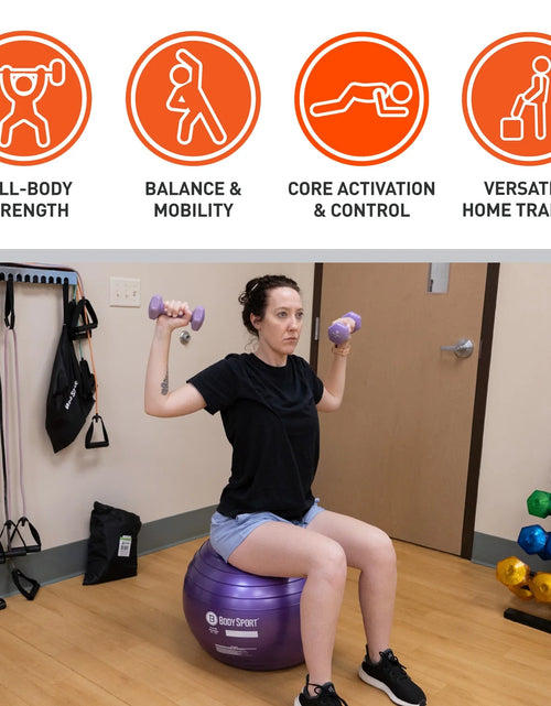 Load image into Gallery viewer, Yellow Fitness Ball (65 Cm), Pump &amp; Exercise Guide Included

