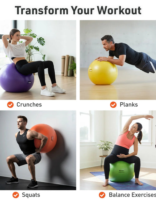 Load image into Gallery viewer, Yellow Fitness Ball (65 Cm), Pump &amp; Exercise Guide Included
