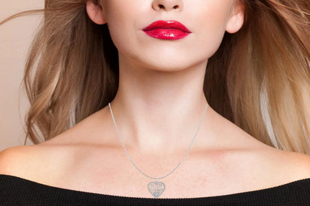 925 Sterling Silver Light-Weight CZ Filigree Heart Pendant Necklace Jewelry Gifts for Women and Teen 18" Inch