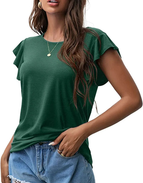 Load image into Gallery viewer, Summer Ruffle Short Sleeve Knit Tunic Tops Shirts Tank Tee Blouse for Women
