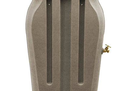 Grey SandStone 50-Gallon Plastic Urn Rain Barrel with Planter Top