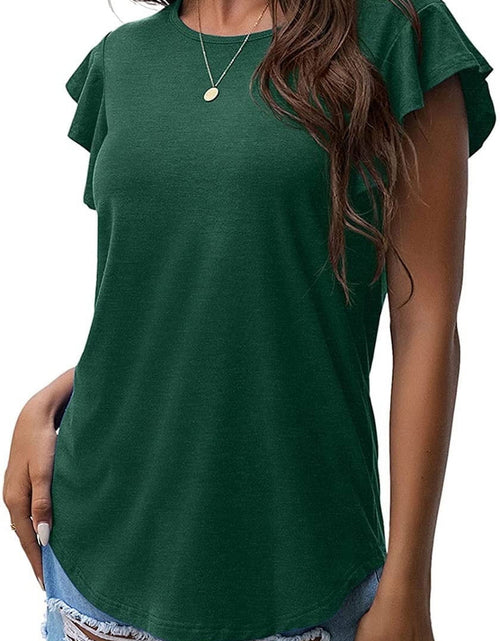 Load image into Gallery viewer, Summer Ruffle Short Sleeve Knit Tunic Tops Shirts Tank Tee Blouse for Women
