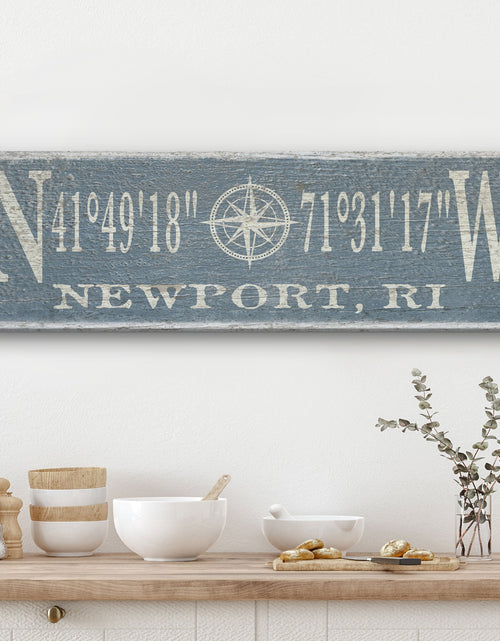 Load image into Gallery viewer, Personalized Coordinates Compass Rose Canvas Sign
