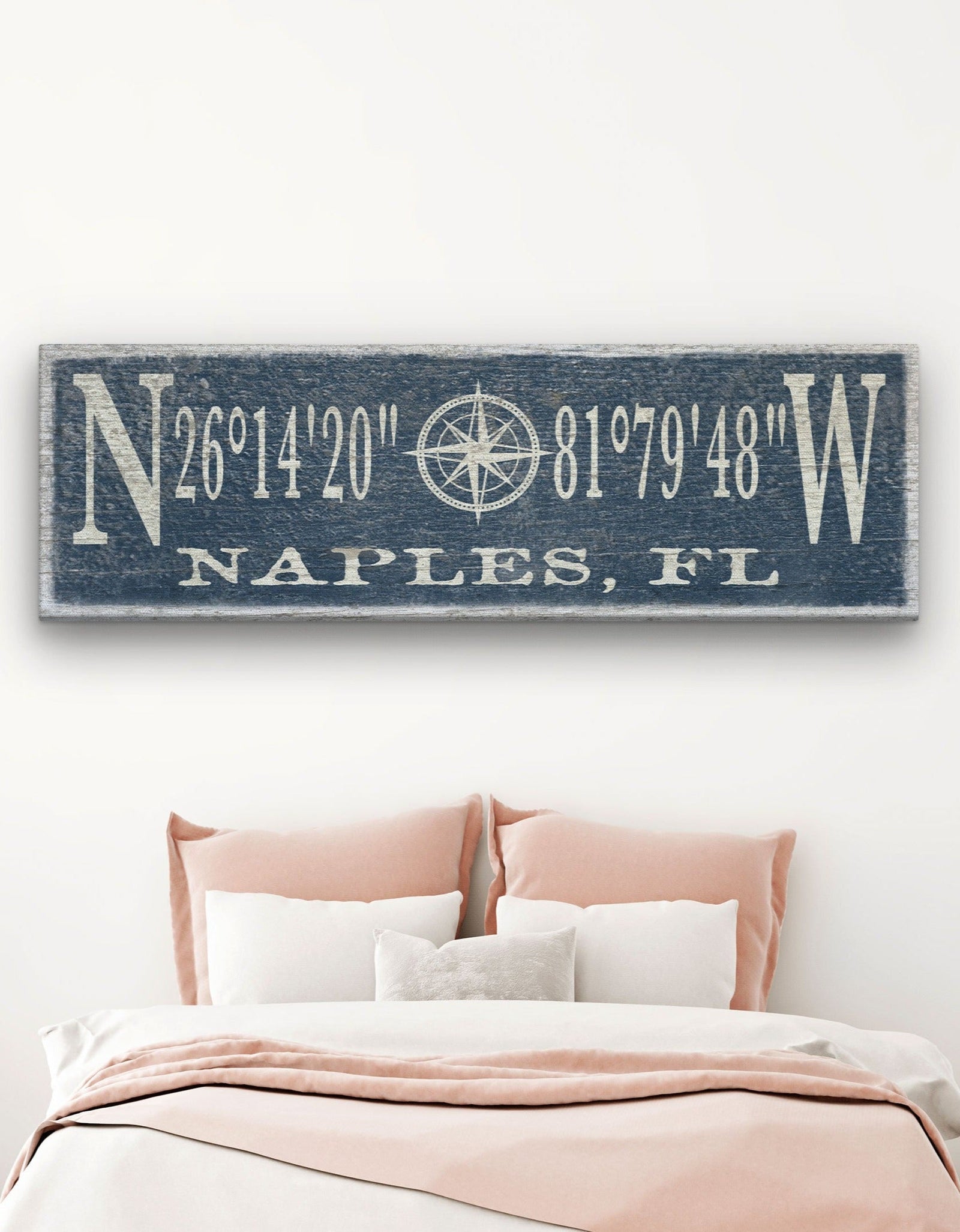 Personalized Coordinates Compass Rose Canvas Sign