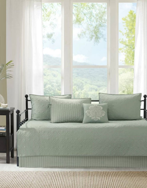 Load image into Gallery viewer, 6-Piece Country Cottage Quilted Seafoam Green Reversible Daybed Cover Set
