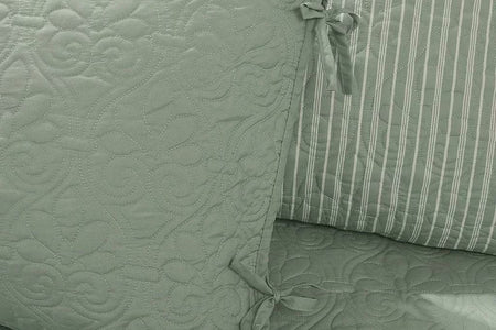 6-Piece Country Cottage Quilted Seafoam Green Reversible Daybed Cover Set
