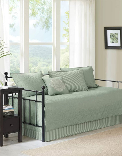 Load image into Gallery viewer, 6-Piece Country Cottage Quilted Seafoam Green Reversible Daybed Cover Set
