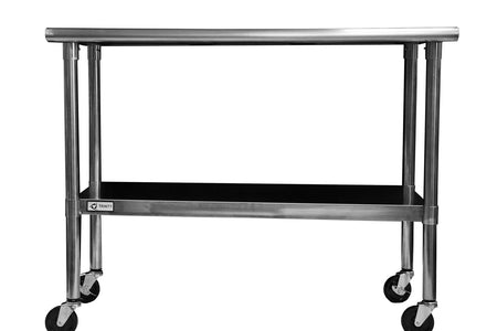 2ft x 4ft Stainless Steel Top Kitchen Prep Table with Locking Casters Wheels