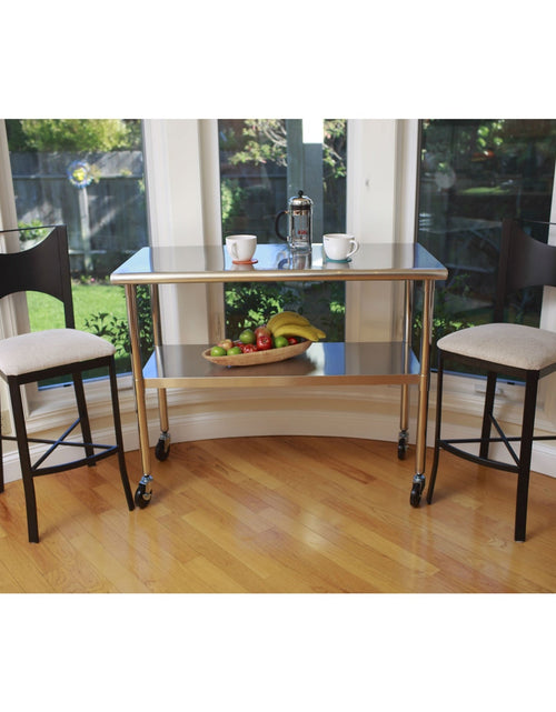 Load image into Gallery viewer, 2ft x 4ft Stainless Steel Top Kitchen Prep Table with Locking Casters Wheels
