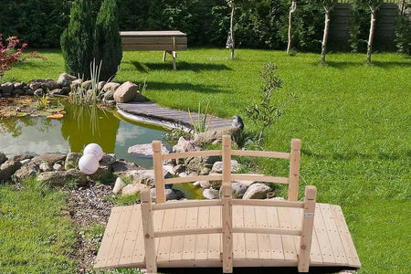 Outdoor Solid Wood 5-Ft Garden Bridge in Natural Wood Finish