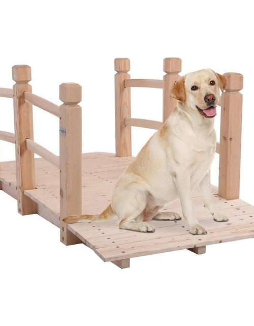Load image into Gallery viewer, Outdoor Solid Wood 5-Ft Garden Bridge in Natural Wood Finish
