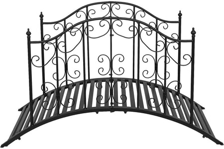 Sturdy Outdoor Rust-Proof 4-Foot Black Metal Arch Garden Bridge