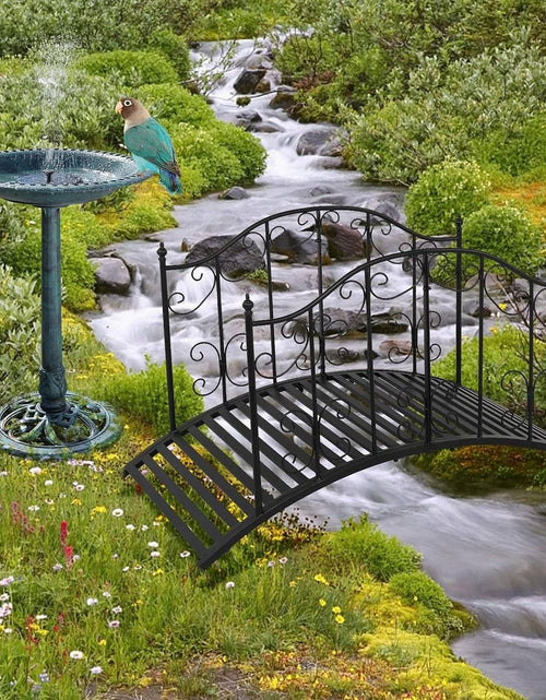 Load image into Gallery viewer, Sturdy Outdoor Rust-Proof 4-Foot Black Metal Arch Garden Bridge
