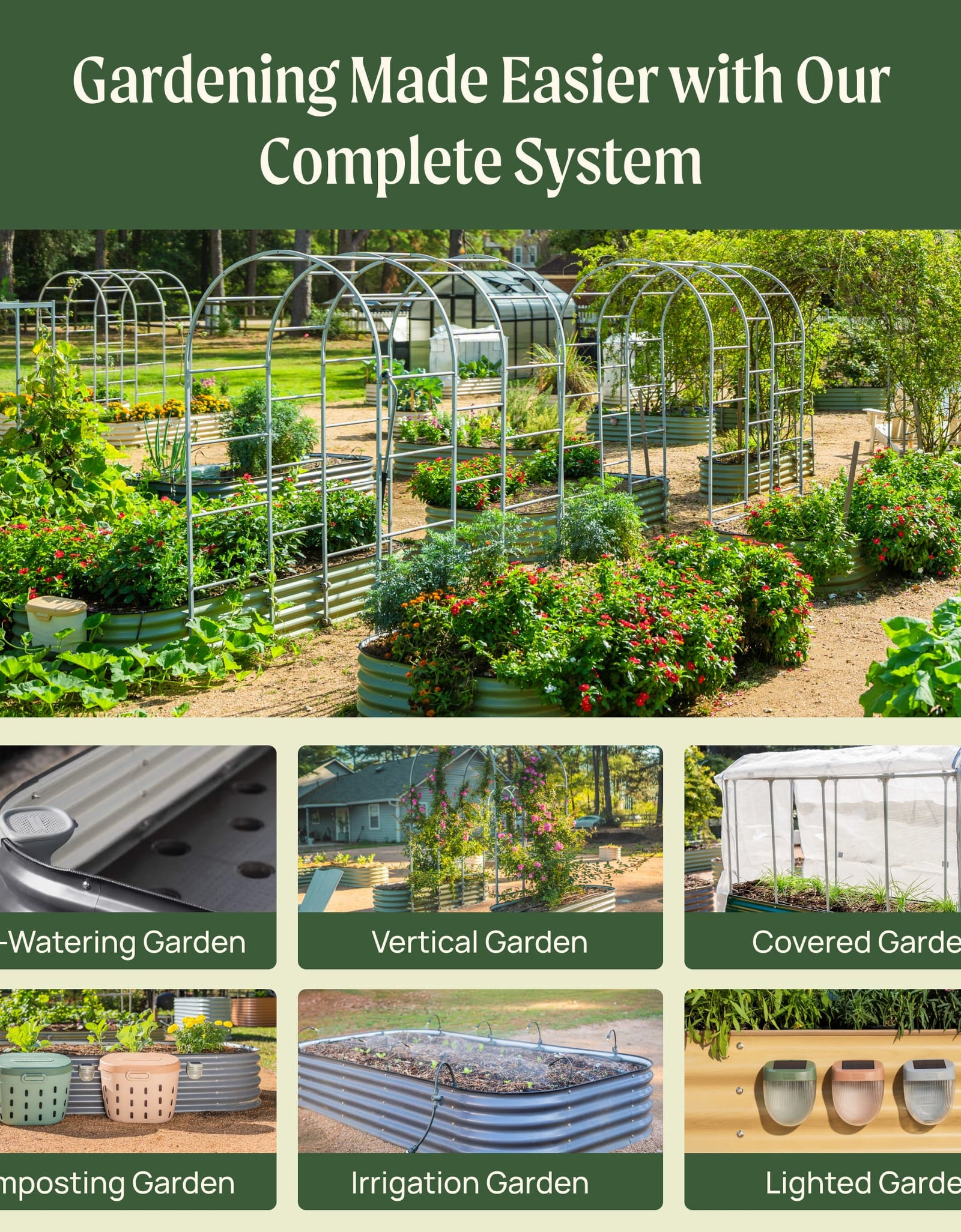 17" Tall 9 In 1 Large Modular Metal Raised Garden Bed Kit