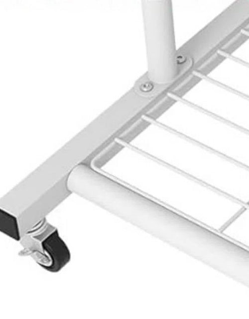 Load image into Gallery viewer, White Modern Garment Rack Clothes Hanging Rod with Lockable Wheels
