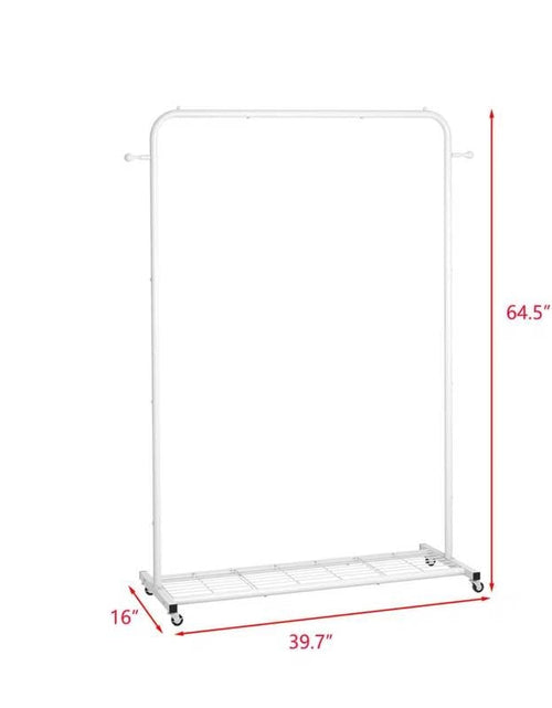 Load image into Gallery viewer, White Modern Garment Rack Clothes Hanging Rod with Lockable Wheels
