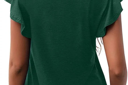 Summer Ruffle Short Sleeve Knit Tunic Tops Shirts Tank Tee Blouse for Women