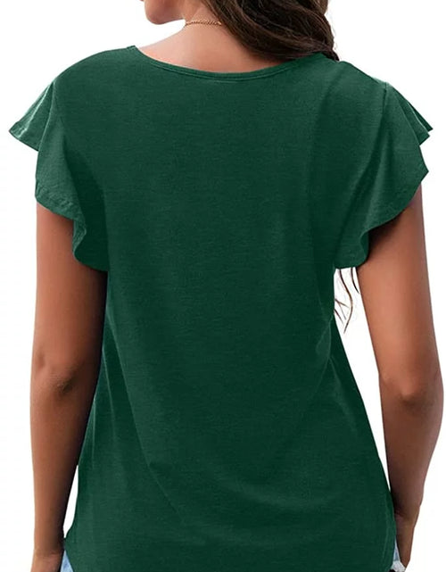 Load image into Gallery viewer, Summer Ruffle Short Sleeve Knit Tunic Tops Shirts Tank Tee Blouse for Women
