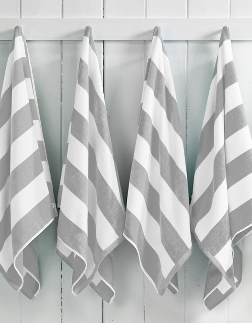 Load image into Gallery viewer, Cotton Velour Cabana Stripe Beach Towel - Novia Collection
