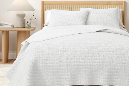 100% Cotton Honeycomb Waffle Garment Washed Quilt Set - Genevieve Collection