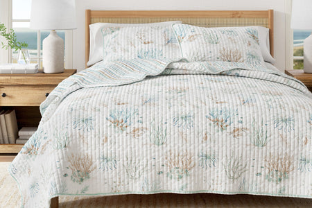 Coastal Printed Cotton Quilt Set - Santa Barbara Collection