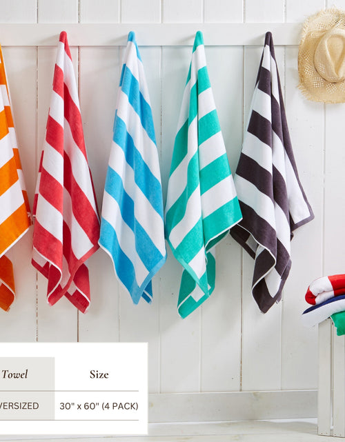 Load image into Gallery viewer, Cotton Velour Cabana Stripe Beach Towel - Novia Collection
