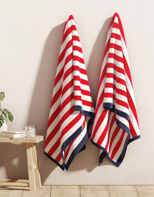 Load image into Gallery viewer, Oversized Striped Border Cabana Beach Towel - Santa Cruz
