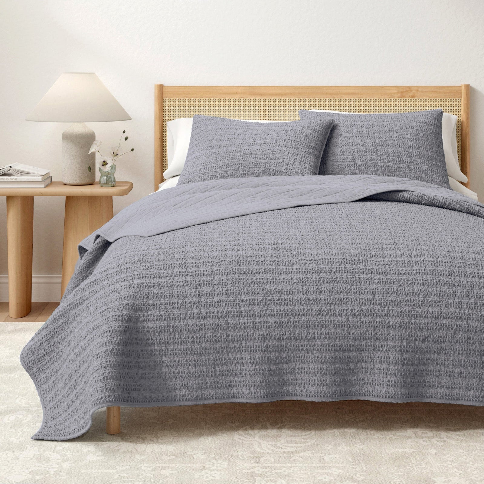 100% Cotton Honeycomb Waffle Garment Washed Quilt Set - Genevieve Collection