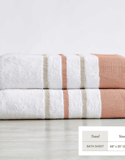 Load image into Gallery viewer, Decorative Cotton Stripe Bath Towel Set - Noelle Collection
