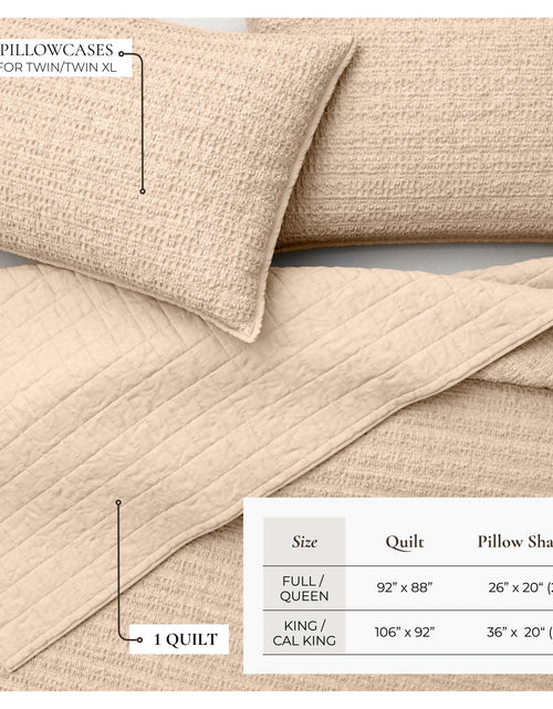 Load image into Gallery viewer, 100% Cotton Honeycomb Waffle Garment Washed Quilt Set - Genevieve Collection
