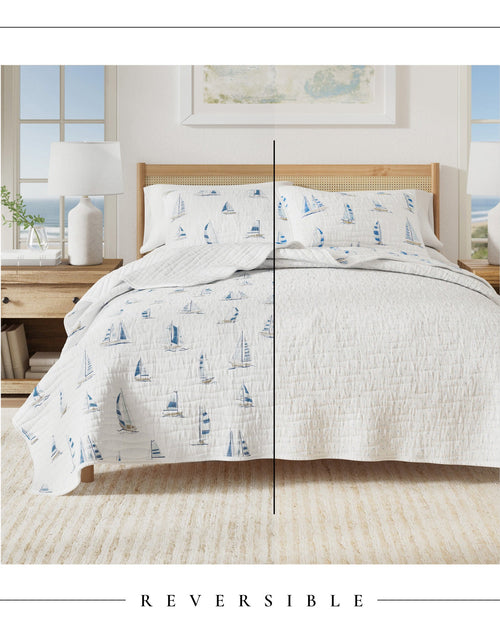 Load image into Gallery viewer, Coastal Blue Sailboat Quilt Set - Marzano Collection
