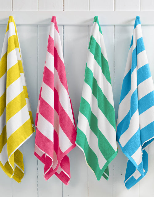 Load image into Gallery viewer, Cotton Velour Cabana Stripe Beach Towel - Novia Collection
