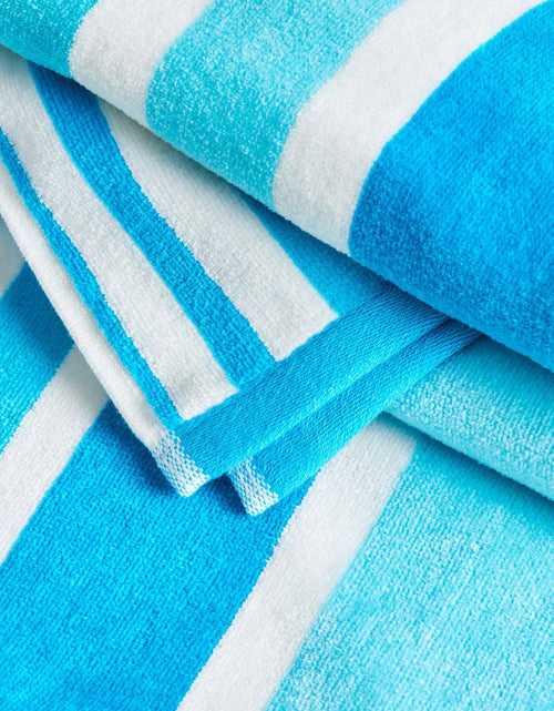 Load image into Gallery viewer, Cotton Velour Cabana Stripe Beach Towel - Novia Collection
