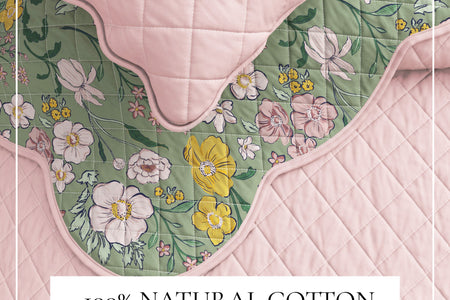 Floral Print & Scalloped Cotton Quilt Set - Gwen Collection