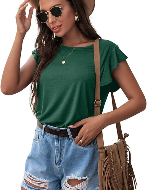 Load image into Gallery viewer, Summer Ruffle Short Sleeve Knit Tunic Tops Shirts Tank Tee Blouse for Women
