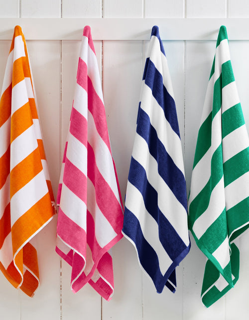 Load image into Gallery viewer, Cotton Velour Cabana Stripe Beach Towel - Novia Collection
