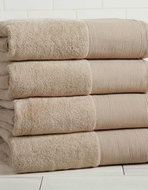 Load image into Gallery viewer, Cotton Linen-Like Border 6-Piece Towel Set - Priya Collection
