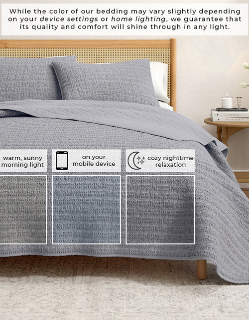 Load image into Gallery viewer, 100% Cotton Honeycomb Waffle Garment Washed Quilt Set - Genevieve Collection
