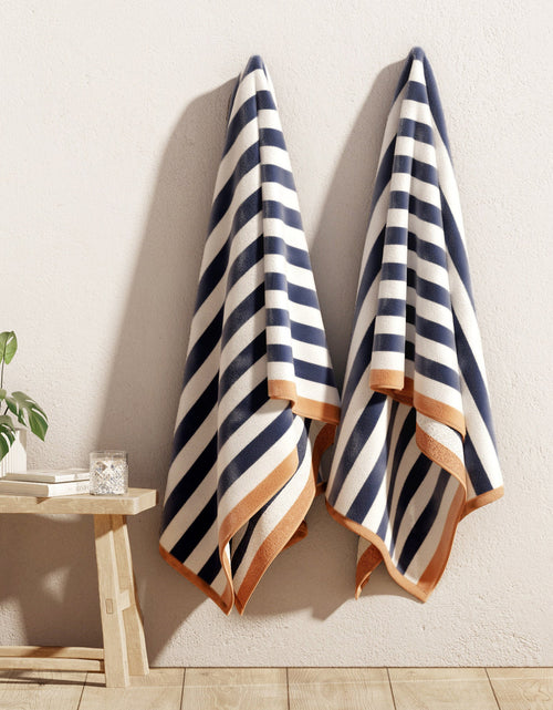 Load image into Gallery viewer, Oversized Striped Border Cabana Beach Towel - Santa Cruz
