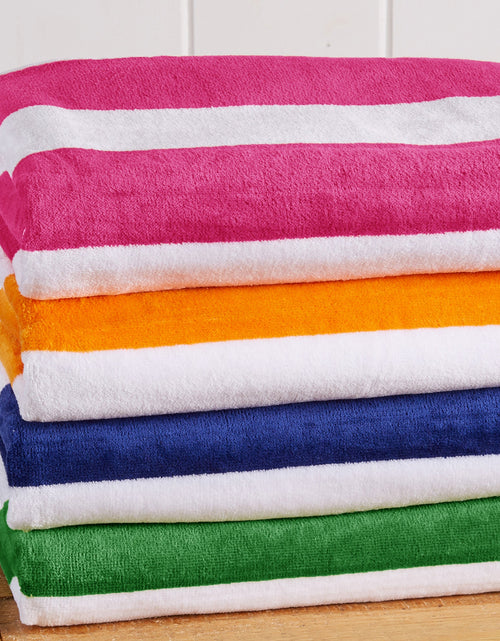 Load image into Gallery viewer, Cotton Velour Cabana Stripe Beach Towel - Novia Collection
