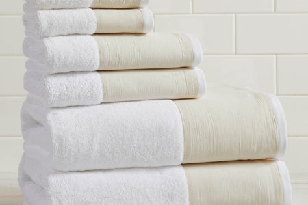 Cotton Linen-Like Border 6-Piece Towel Set - Priya Collection