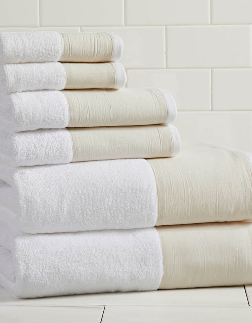 Load image into Gallery viewer, Cotton Linen-Like Border 6-Piece Towel Set - Priya Collection
