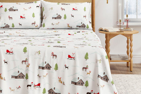Turkish Cotton Christmas Flannel Sheet - Whittaker Collection