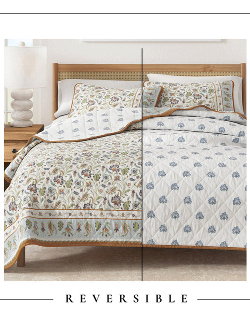 Load image into Gallery viewer, Floral Boho Printed Cotton Quilt Set - Indira Collection
