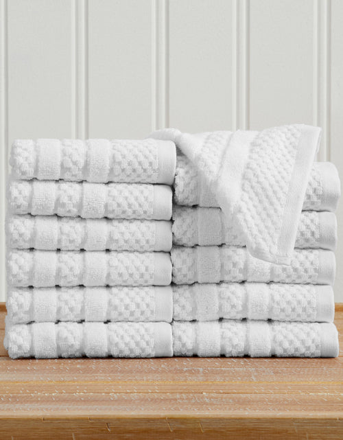 Load image into Gallery viewer, 100% Cotton Checkered Jacquard Bath Towel Set - Giuliana Collection
