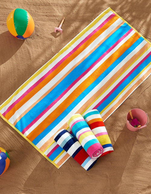 Load image into Gallery viewer, Cotton Velour Cabana Stripe Beach Towel - Novia Collection

